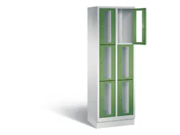 Lockerkast 1800x610x500mm 2x3 vakken Cilinderslot, Sokkel, RAL6011