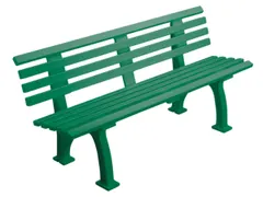 Kunststofbank 740x1500x380mm Zit H 440mm 9 Latten 2 Pootstellen Groen