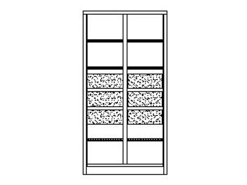 systeemkast,HxBxD 1950x1040x630mm,6xStalen bodem,RAL7035,front RAL3000