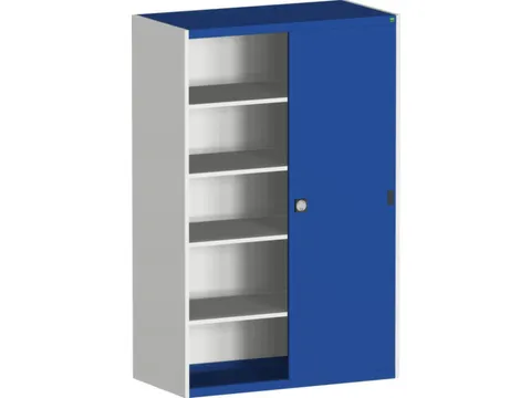 schuifdeurkast HxBxD 2000x1300x650mm Stalen romp Ral7035 front Ral5010