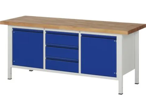 werkbank,RAL 7035/RAL 5010,HxBxD 840-1040x2000x700mm,beukblad