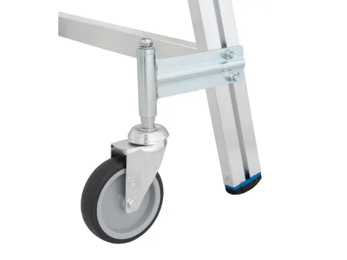 bordestrap,verrijdbaar,bordes H 1m,4treden,aluminium,4zwenkwielen