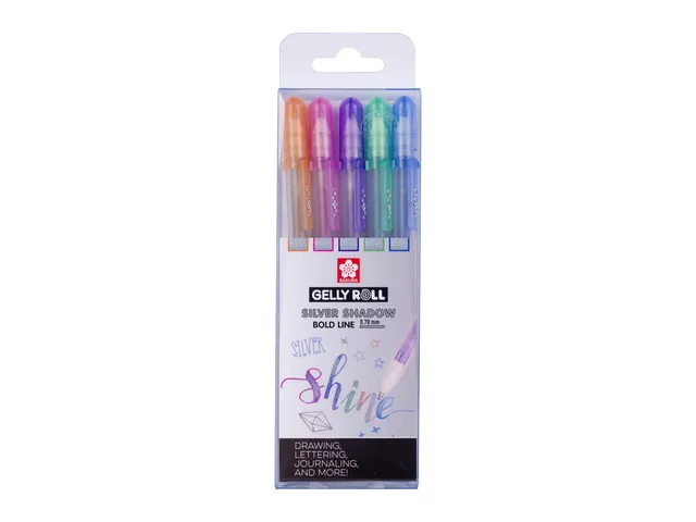 Gelschrijver Sakura Gelly Roll 0.7mm Silver Shadow 5 stuks