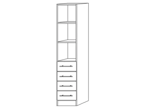 combikast,HxBxD 2004x406x420mm,3ordnerhoogte stelling,4lade(n)