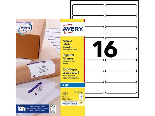 Etiket Avery J8162-100 99.1x33.9mm Inkjet Wit 1600 stuks
