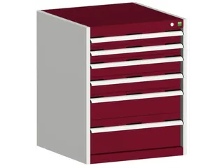 ladekast HxBxD 800x650x650mm 6laden romp RAL7035 front RAL3004 - 1