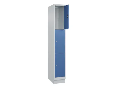 lockerkast,HxBxD 1950x300x500mm,1x3vakken,vak B 300mm,cil.-slot,sokkel