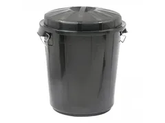 Denox kunststof Afvalvat met deksel 70 liter Zwart