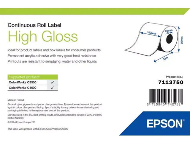 Epson High Gloss Label 7113750 102mmx33m