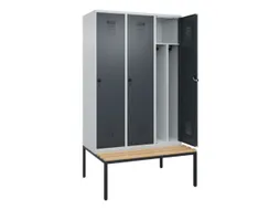 locker met bank,voor scheiding van kleding,HxBxD 2120x1200x815mm,3vak