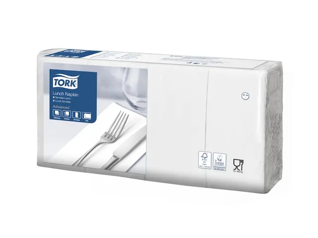 Servetten Tork 477402 Advanced 2-laags 33x33cm 1/8 vouw wit 200st.