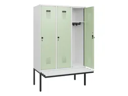 locker met bank,HxBxD 1950x1200x815mm,3vak,vak B 400mm,draaigrendel