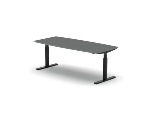 Elektrisch ihv Vergadertafel Vatvorm 2000x800mm Zwart+Donkergrijs Blad