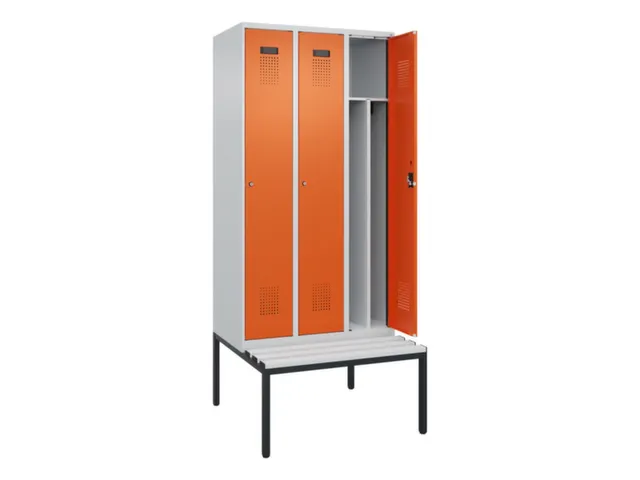 locker met bank,voor scheiding van kleding,HxBxD 2120x900x815mm,3vak