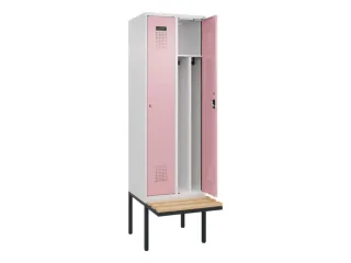 locker met bank,voor scheiding van kleding,HxBxD 2120x600x815mm,2vak - 1