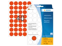 HERMA 2256 Multipurpose etiketten Rond 19mm Fluor Rood 1280 stuks