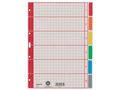 Tabbladen Leitz 4-gaats 4350 6-delig grijs karton