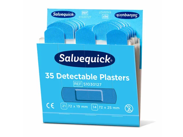 Pleisters Salvequick blauw detectabel refill 35 Stuks