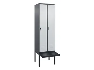 locker met bank,HxBxD 2120x600x815mm,2vak,vak B 300mm,draaigrendel - 1