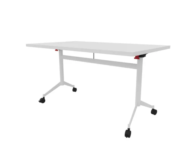 klaptafel,HxBxD 750x1400x800mm,hoekig,T-voet wit,ovale buis,blad wit