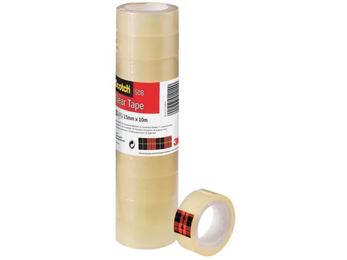 Plakband Scotch 508 15mmx10m transparant 10 rollen