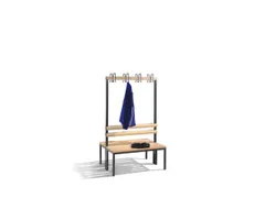 Omkleedbank L 1000Mm Houten Zitlatten Dubbelzijdige Hakenlijst Ral7021