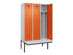 locker met bank,voor scheiding van kleding,HxBxD 2120x1200x815mm,3vak