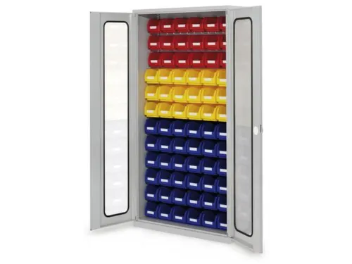 kast met sleufplaat m. bakken,HxBxD 1950x1000x410mm,72bakken PE