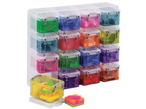 Muurkubus met 16 Opbergdozen 0,14 Liter Transparant Assortiment