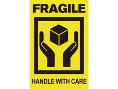 Etiket Geel Zwart Fragile Handle With Care 50.8x76.2mm Rol 200 Stuks