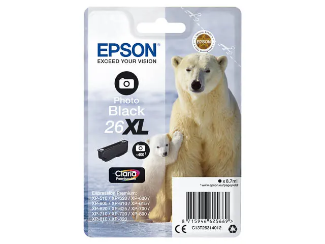 C13T26314012 Epson 26XL T2631 inktcartridge foto zwart hoge capacite