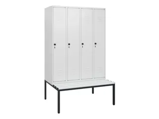 locker met bank,HxBxD 1950x1200x815mm,4vak,vak B 300mm,draaigrendel - 1