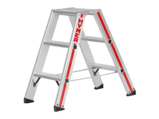 trapladder,beide zijden,2x3treden,Stand H 0,22m,balk L 0,77m,aluminium - 1