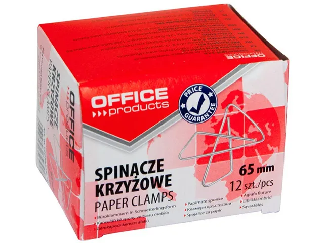 papierklemmen Cross 65mm vlinder 12 stuks