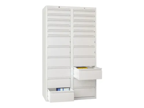 ladekast HxBxD 1800x1000x500mm 22laden RAL7035 front RAL7035