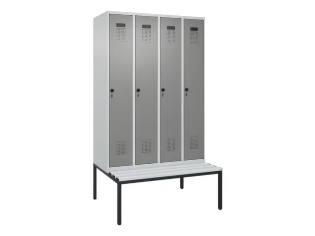locker met bank,voor scheiding van kleding,HxBxD 2120x1200x815mm,4vak