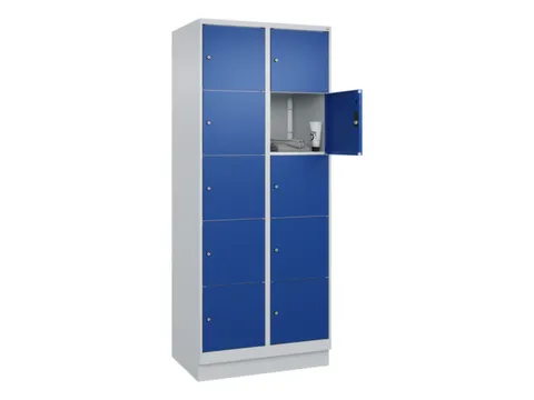 lockerkast,HxBxD 1950x800x500mm,2x5vakken,vak B 400mm,cil.-slot,sokkel