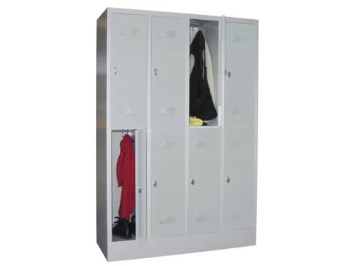 Garderobekast HxBxD 1850x1230x500mm 4x2 Vakken Klinksluiting Sokkel