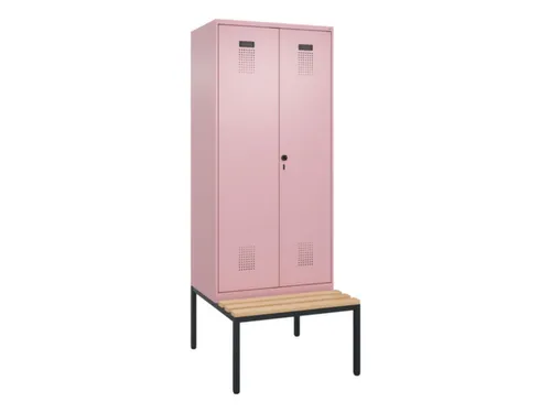 locker met bank,voor scheiding van kleding,HxBxD 2120x800x815mm,2vak