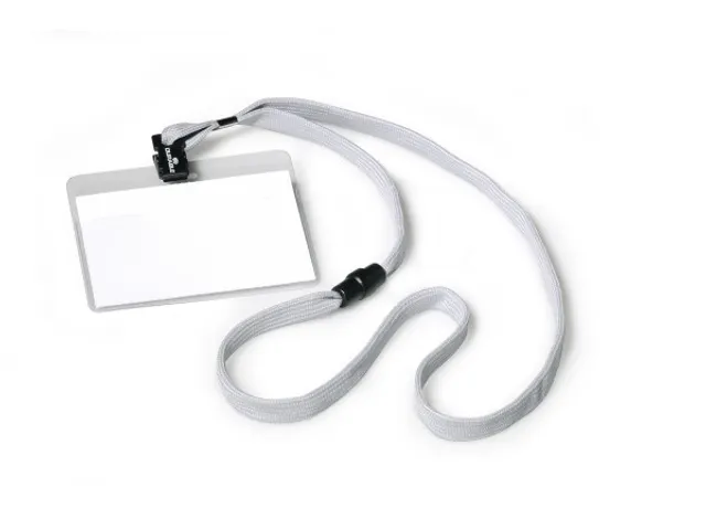 Badge 60x90mm met textielkoord Grijs