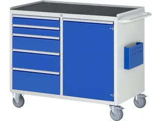 gereedschapswagen 975x1145x650mm metaalblad 450kg 5 laden+kast RAL5010 - 2
