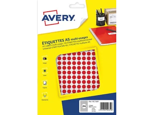 PET08R ronde markeringsetiketten diameter 8 mm rood