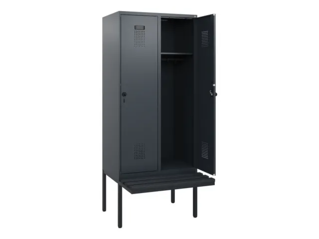 locker met bank,HxBxD 1950x800x815mm,2vak,vak B 400mm,draaigrendel
