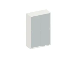 Schuifdeurkast 1540x1000x430mm Romp Wit Decor Front Lichtgrijs - 1