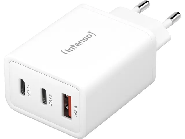 Intenso GaN Power adapter 65 W 2x USB-C 1x USB-A Wit