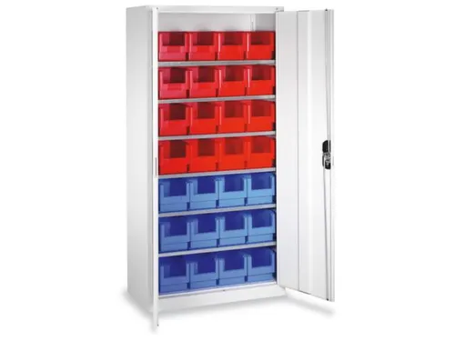 Stellingkast Staalplaat 1980x1000x420mm 6 Legborden 28 Magazijnbakken