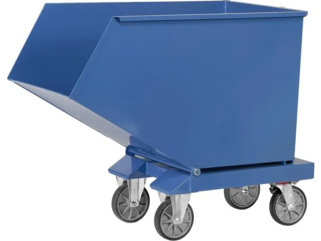 Bakwagen Met Wielen Met Vorksloffen Inhoud 400ltr Blauw Ral 5007