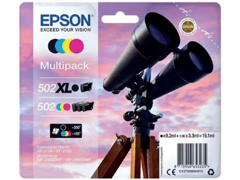 Inktcartridge Epson 502XL 502 T02W9 zwart+3 kleuren C13T02W94010