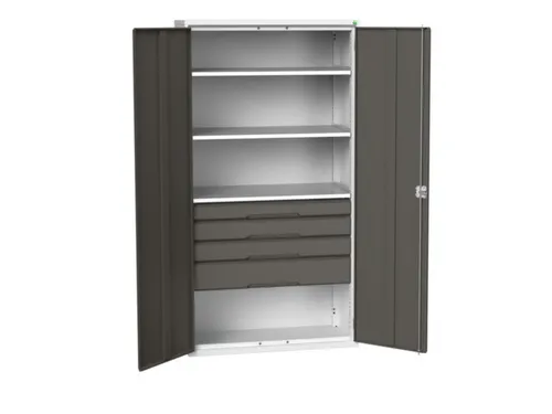 universele kast,HxBxD 2000x1050x550mm,3xStalen bodem,4lade(n)