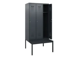 locker met bank,HxBxD 1950x900x815mm,3vak,vak B 300mm,cilinderslot - 1